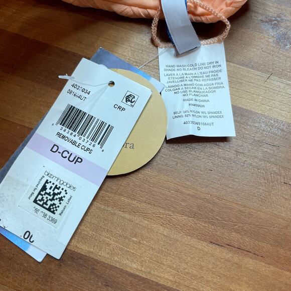 ISABELLA ROSE Champagne Beaded Bikini Top and Maui  bottom peach, Large - Picture 2 of 11